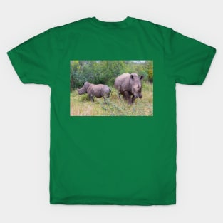 Rhino mother and baby foraging T-Shirt